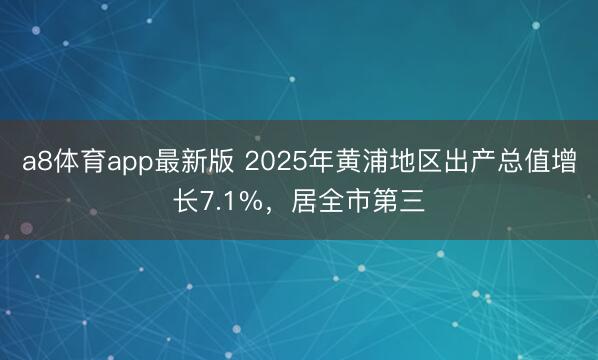a8体育app最新版 2025年黄浦地区出产总值增长7.1%,居全市第三