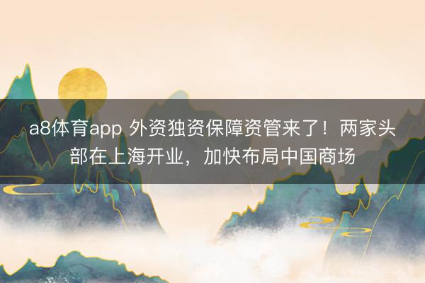 a8体育app 外资独资保障资管来了！两家头部在上海开业，加快布局中国商场
