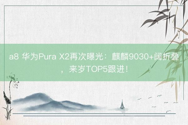 a8 华为Pura X2再次曝光：麒麟9030+阔折叠，来岁TOP5跟进！