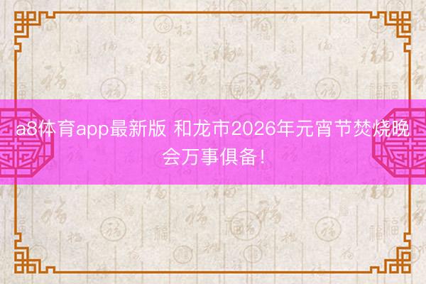 a8体育app最新版 和龙市2026年元宵节焚烧晚会万事俱备！