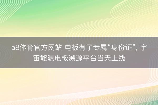 a8体育官方网站 电板有了专属“身份证”, 宇宙能源电板溯源平台当天上线