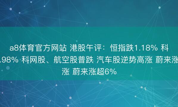 a8体育官方网站 港股午评:恒指跌1.18% 科指跌0.98% 科网股、航空股普跌 汽车股逆势高涨 蔚来涨超6%