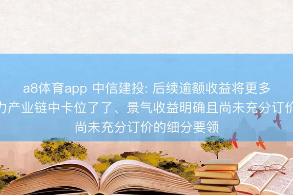 a8体育app 中信建投: 后续逾额收益将更多开头于AI算力产业链中卡位了了、景气收益明确且尚未充分订价的细分要领