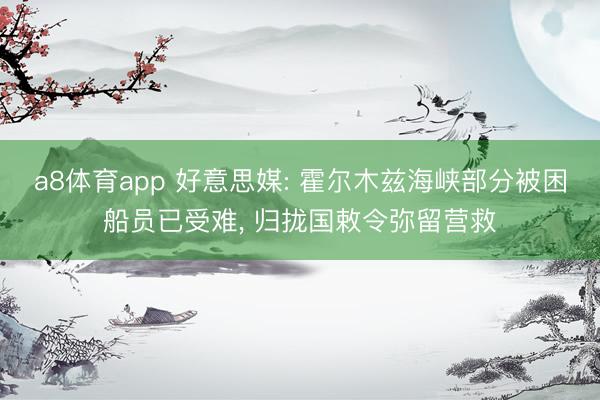 a8体育app 好意思媒: 霍尔木兹海峡部分被困船员已受难, 归拢国敕令弥留营救