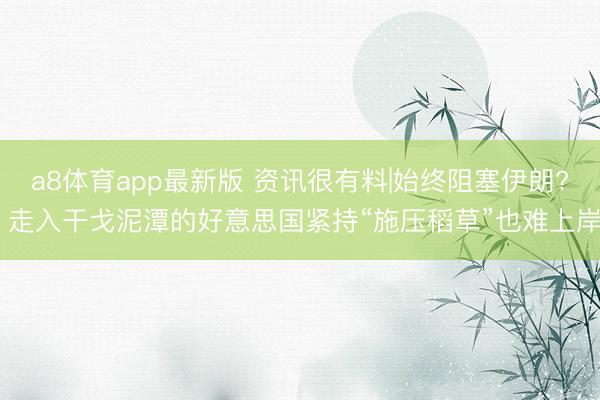 a8体育app最新版 资讯很有料|始终阻塞伊朗? 走入干戈泥潭的好意思国紧持“施压稻草”也难上岸
