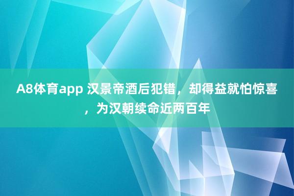 A8体育app 汉景帝酒后犯错，却得益就怕惊喜，为汉朝续命近两百年