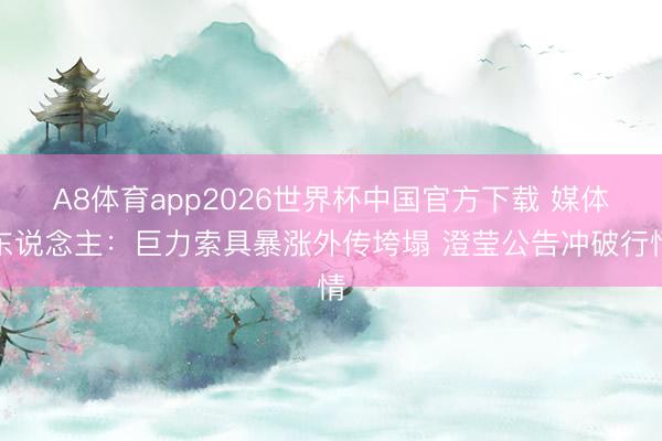 A8体育app2026世界杯中国官方下载 媒体东说念主:巨力索具暴涨外传垮塌 澄莹公告冲破行情