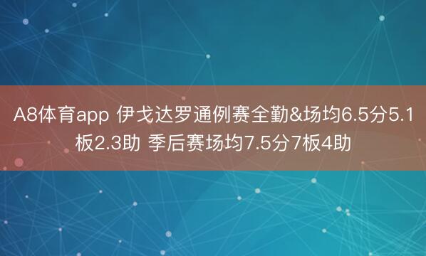 A8体育app 伊戈达罗通例赛全勤&场均6.5分5.1板2.3助 季后赛场均7.5分7板4助