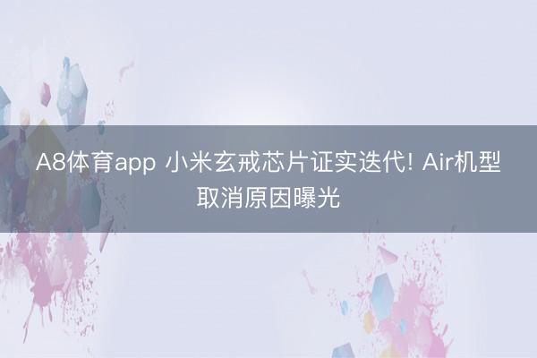A8体育app 小米玄戒芯片证实迭代! Air机型取消原因曝光