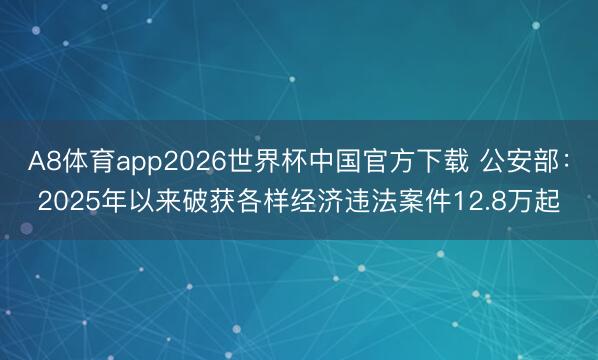 A8体育app2026世界杯中国官方下载 公安部：2025年以来破获各样经济违法案件12.8万起