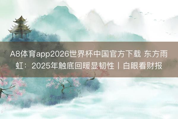 A8体育app2026世界杯中国官方下载 东方雨虹：2025年触底回暖显韧性丨白眼看财报