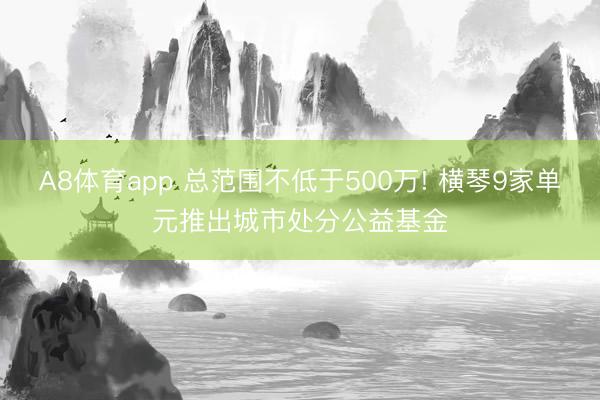 A8体育app 总范围不低于500万! 横琴9家单元推出城市处分公益基金